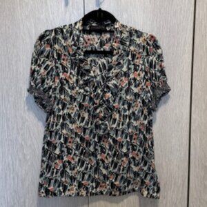 Sanctuary Black Patterned Blouse, Size Medium